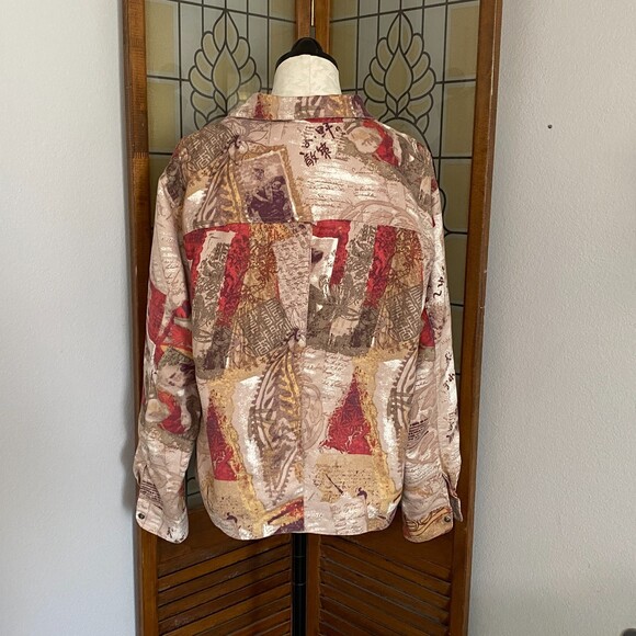 Chico's Suede Feel Retro Button Down Boxy Lightweight Jacket Size M - Picture 3 of 8